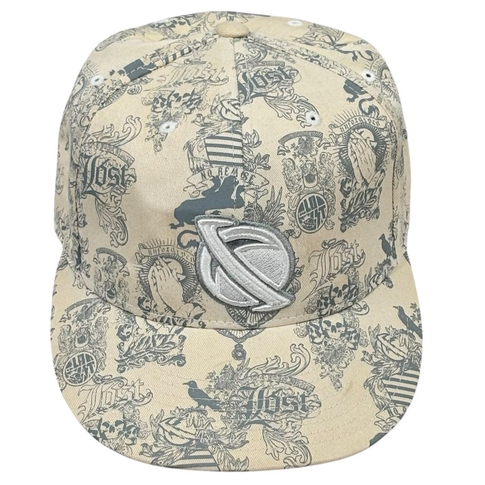 Vintage Lost Skateboards Pale Yellow Graphic Print Flex Fit Cap Fits S/M